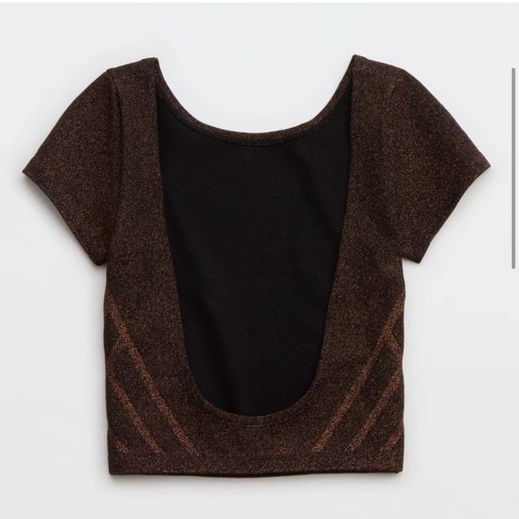 NWOT OFFLINE By Aerie Small Seamless Lurex Soft Stretchy Open Back Top - Picture 5 of 11